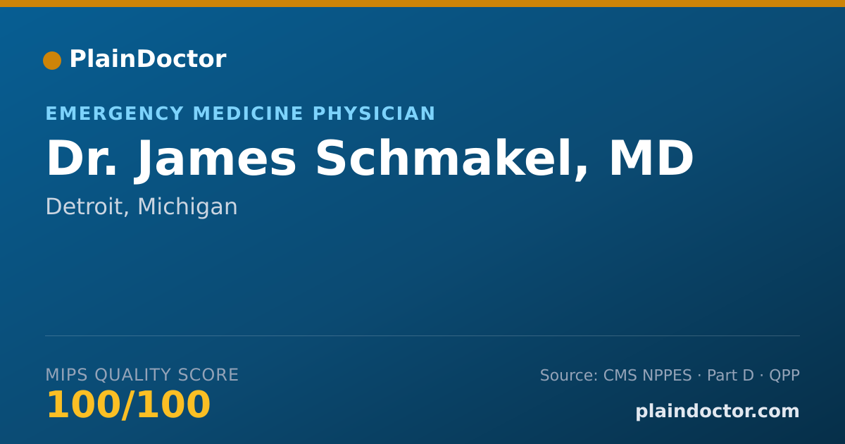Shareable card for James Schmakel, MD - Emergency Medicine Physician, Detroit, MI