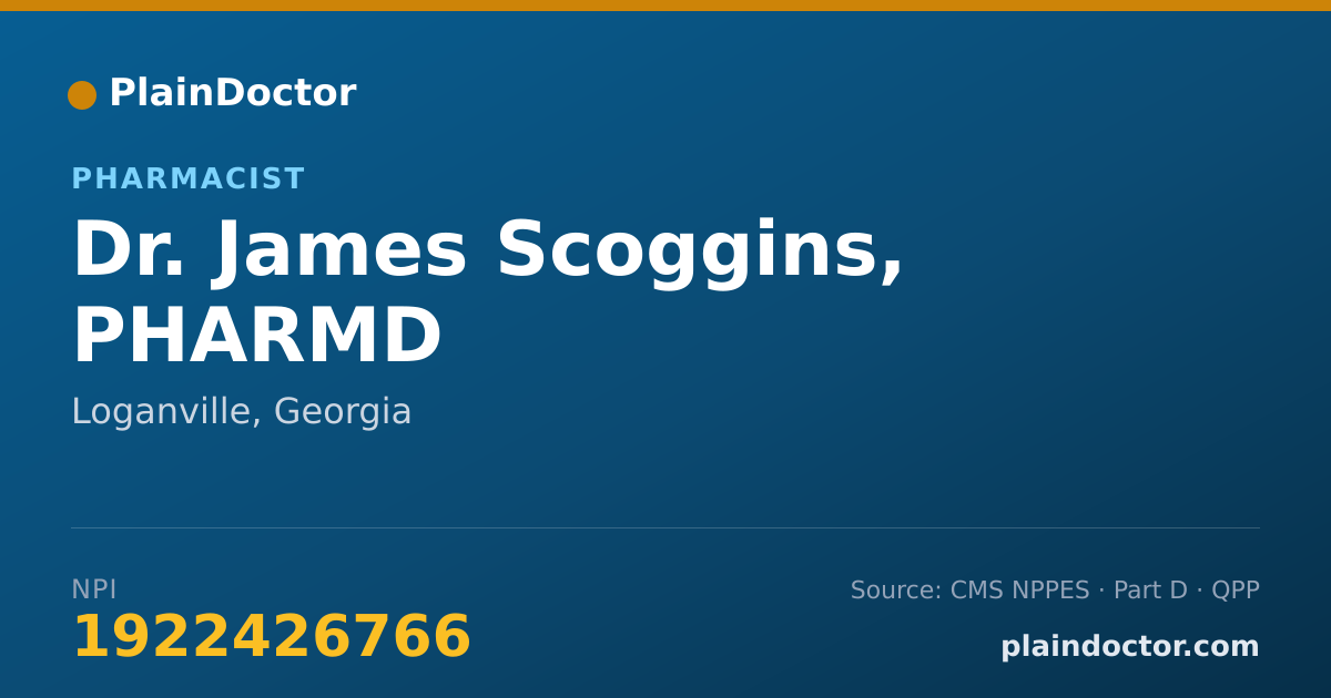 Shareable card for James Scoggins, PHARMD - Pharmacist, Loganville, GA