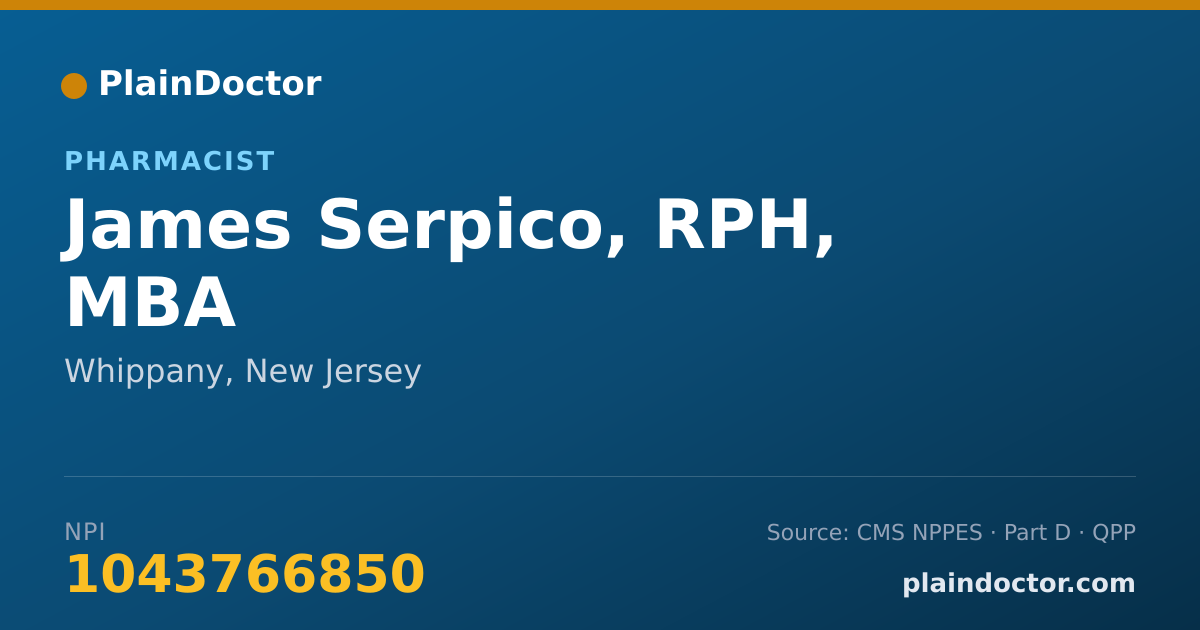 Shareable card for James Serpico, RPH, MBA - Pharmacist, Whippany, NJ