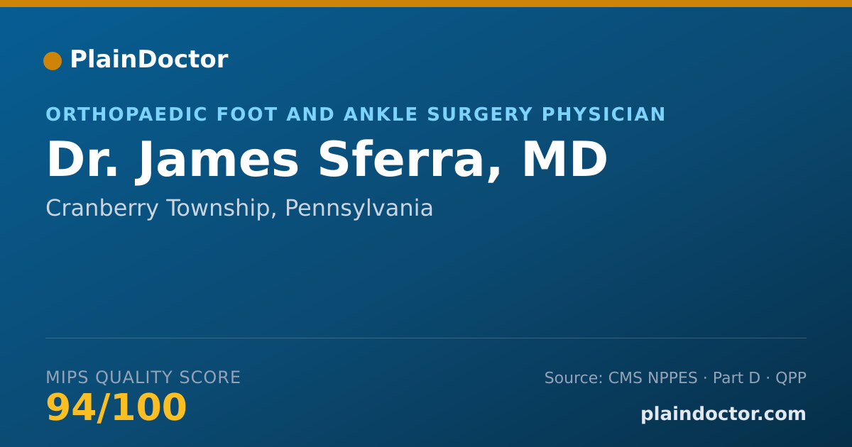 Shareable card for James Sferra, MD - Orthopaedic Foot and Ankle Surgery Physician, Cranberry Township, PA