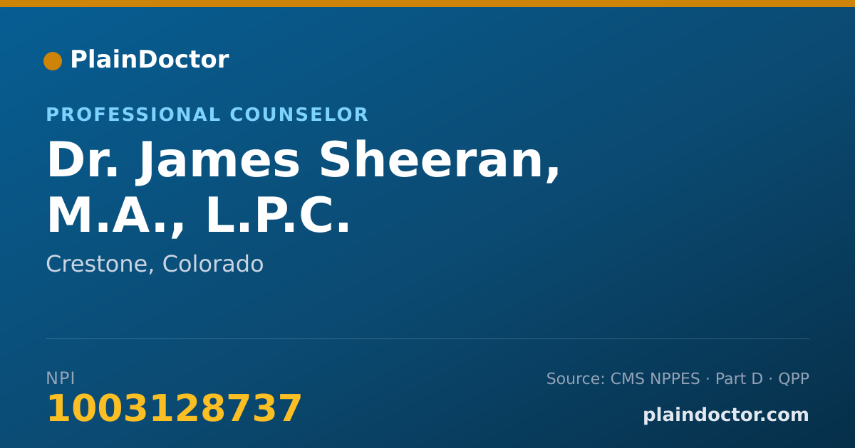 Shareable card for James Sheeran, M.A., L.P.C. - Professional Counselor, Crestone, CO