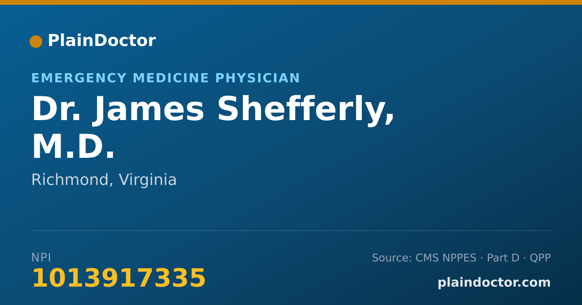 Shareable card for James Shefferly, M.D. - Emergency Medicine Physician, Richmond, VA