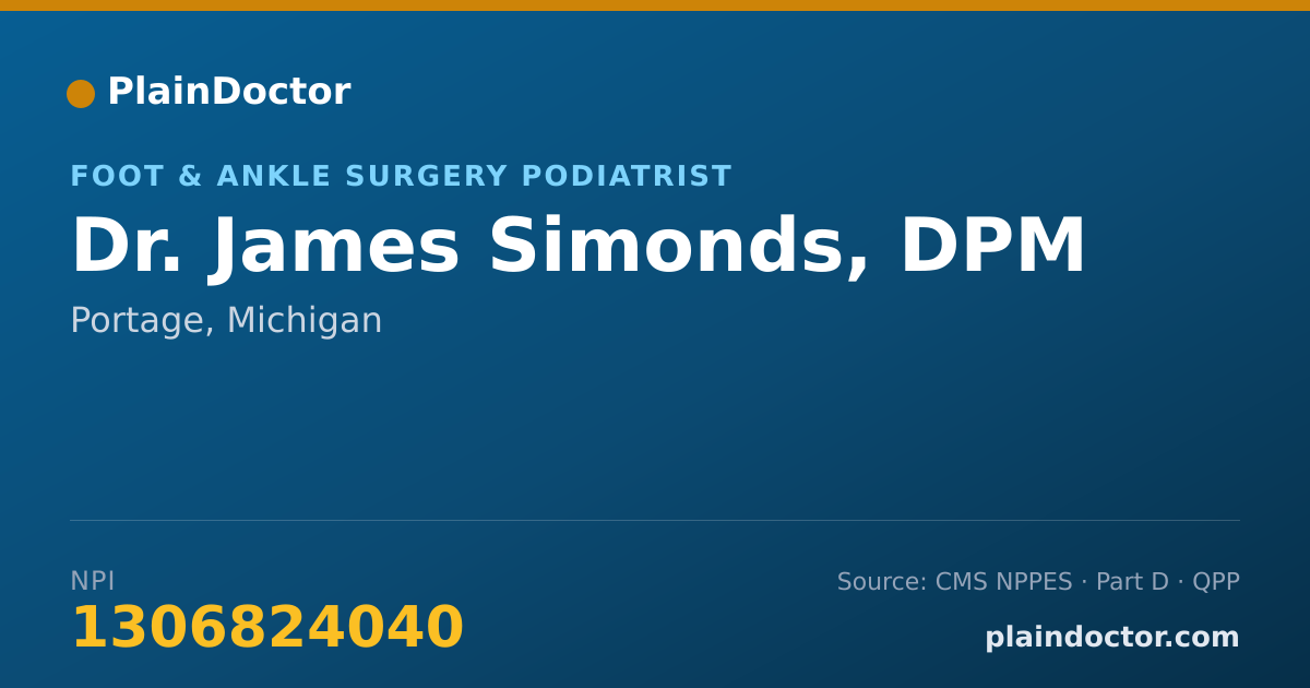 Shareable card for James Simonds, DPM - Foot & Ankle Surgery Podiatrist, Portage, MI