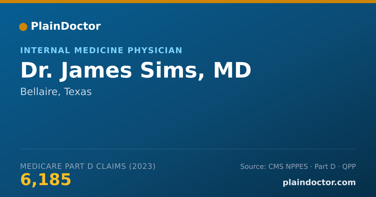 Shareable card for James Sims, MD - Internal Medicine Physician, Bellaire, TX