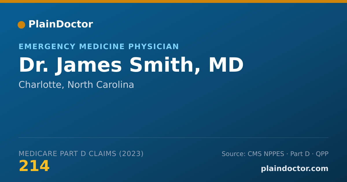Shareable card for James Smith, MD - Emergency Medicine Physician, Charlotte, NC
