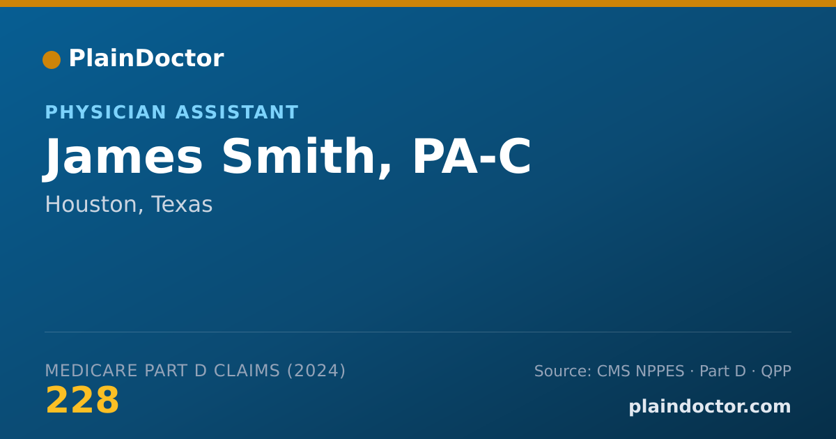 Shareable card for James Smith, PA-C - Physician Assistant, Houston, TX