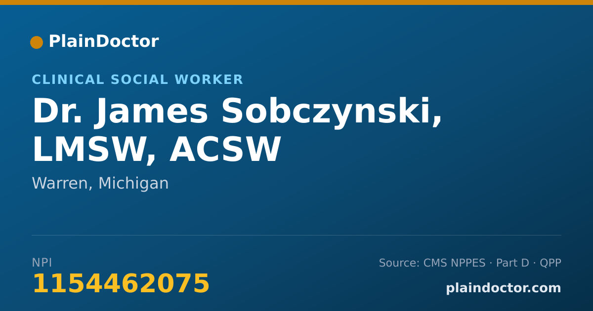 Shareable card for James Sobczynski, LMSW, ACSW - Clinical Social Worker, Warren, MI