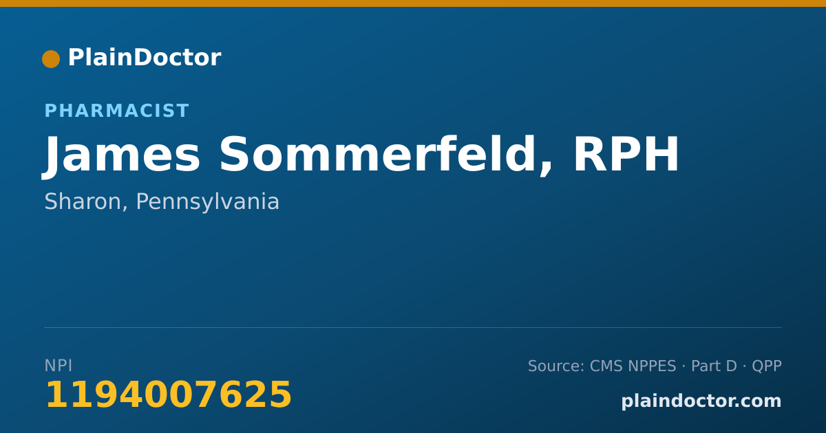 Shareable card for James Sommerfeld, RPH - Pharmacist, Sharon, PA