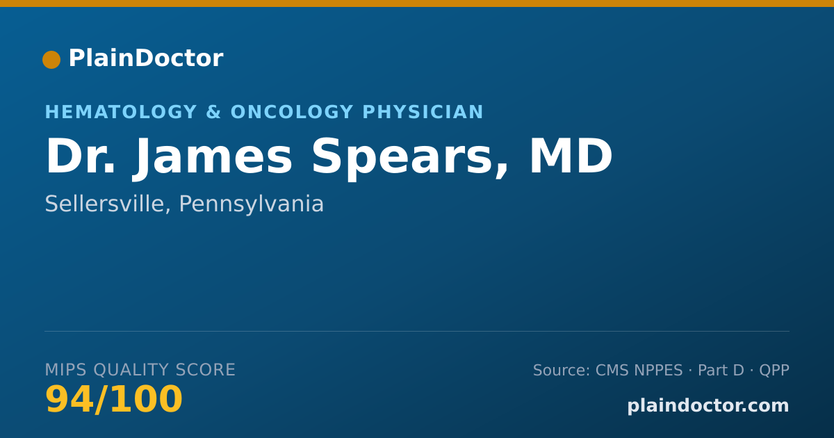 Shareable card for James Spears, MD - Hematology & Oncology Physician, Sellersville, PA