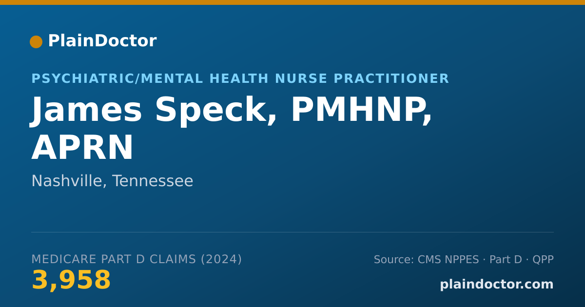 Shareable card for James Speck, PMHNP, APRN - Psychiatric/Mental Health Nurse Practitioner, Nashville, TN