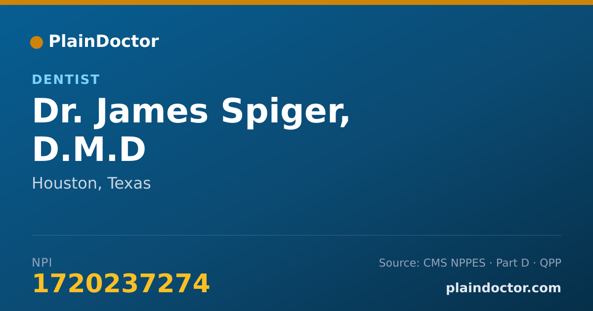 Shareable card for James Spiger, D.M.D - Dentist, Houston, TX