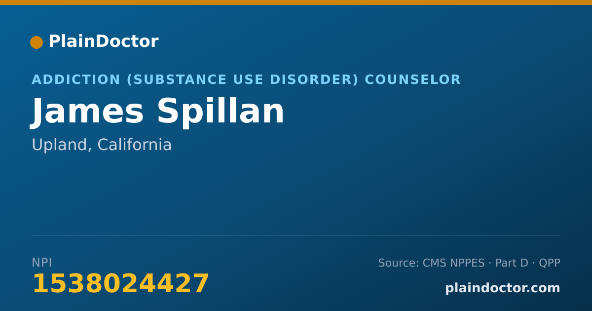 Shareable card for James Spillan - Addiction (Substance Use Disorder) Counselor, Upland, CA