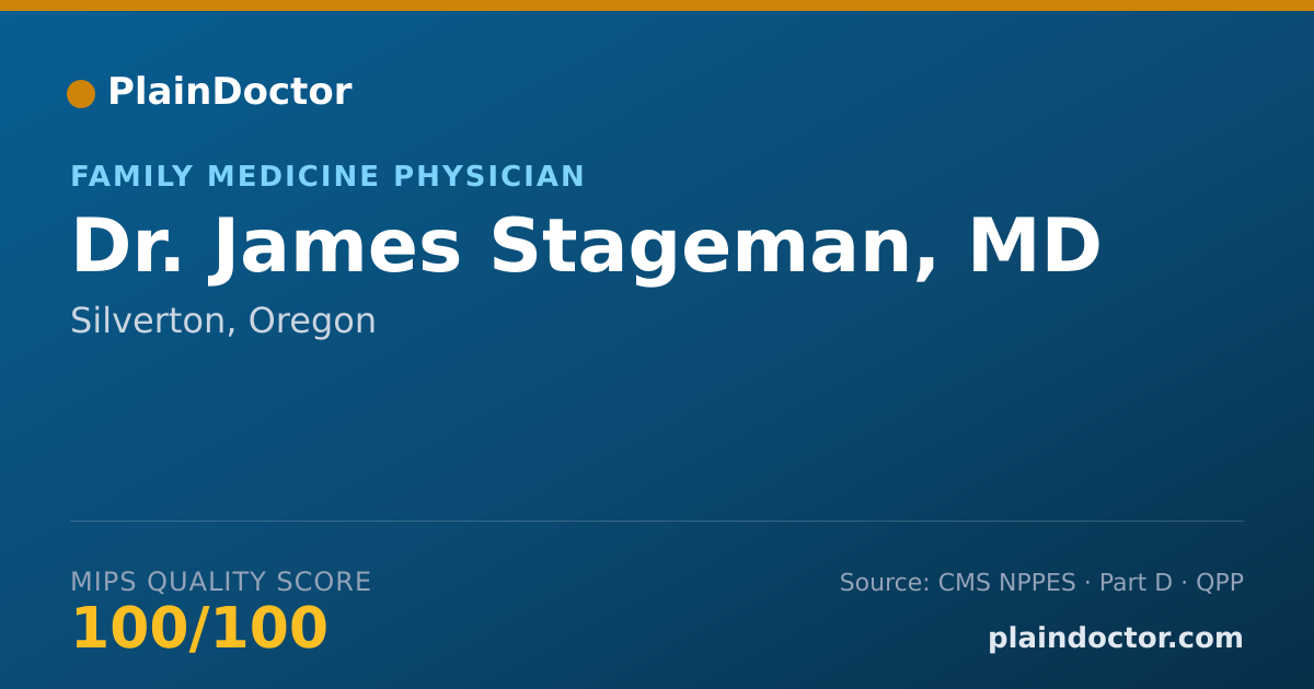 Shareable card for James Stageman, MD - Family Medicine Physician, Silverton, OR