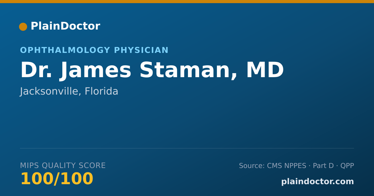 Shareable card for James Staman, MD - Retina Specialist (Ophthalmology) Physician, Jacksonville, FL