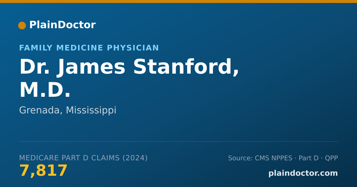 Shareable card for James Stanford, M.D. - Family Medicine Physician, Grenada, MS
