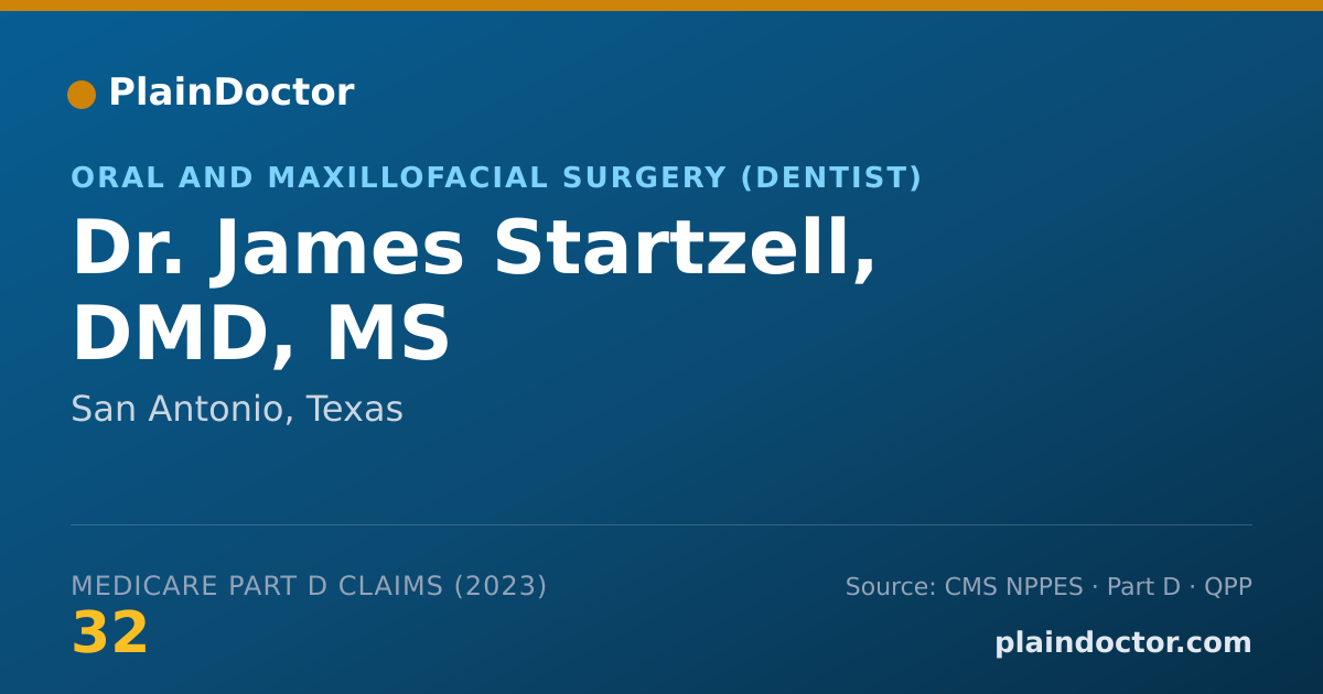 Shareable card for James Startzell, DMD, MS - Oral and Maxillofacial Surgery (Dentist), San Antonio, TX