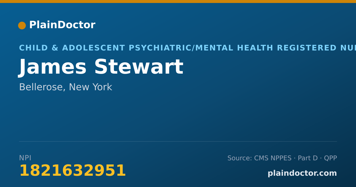 Shareable card for James Stewart - Child & Adolescent Psychiatric/Mental Health Registered Nurse, Bellerose, NY