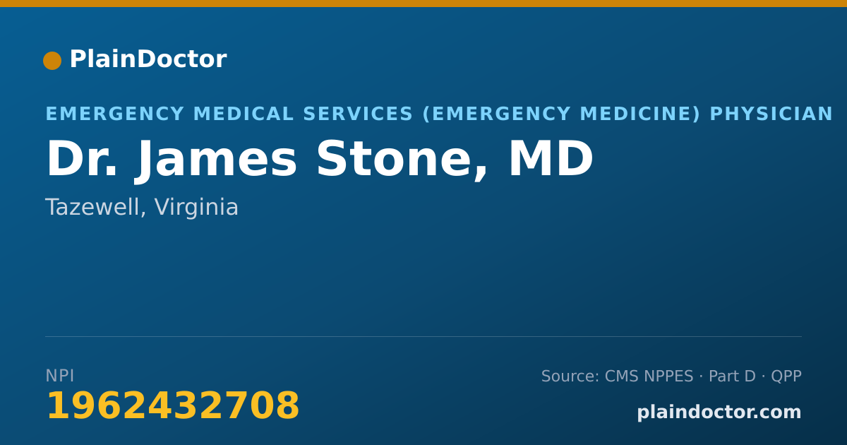 Shareable card for James Stone, MD - Emergency Medical Services (Emergency Medicine) Physician, Tazewell, VA