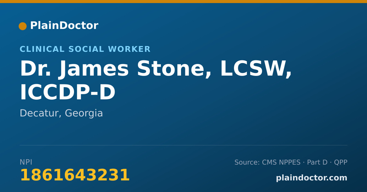 Shareable card for James Stone, LCSW, ICCDP-D - Clinical Social Worker, Decatur, GA