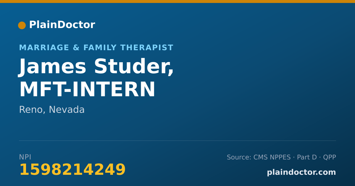 Shareable card for James Studer, MFT-INTERN - Marriage & Family Therapist, Reno, NV