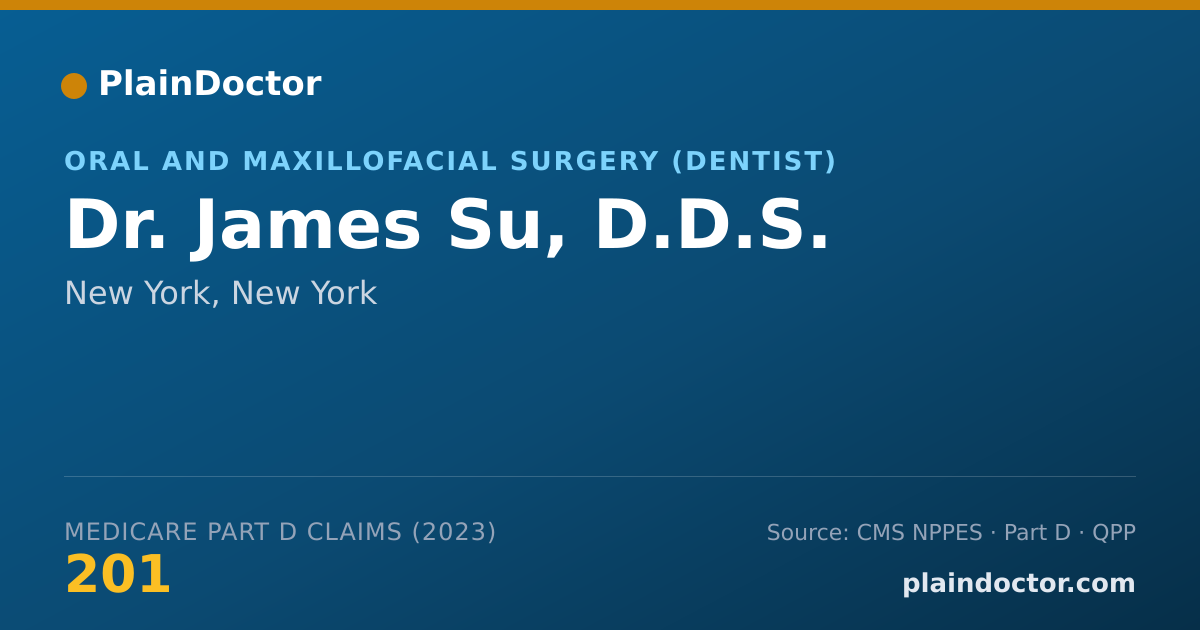 Shareable card for James Su, D.D.S. - Oral and Maxillofacial Surgery (Dentist), New York, NY