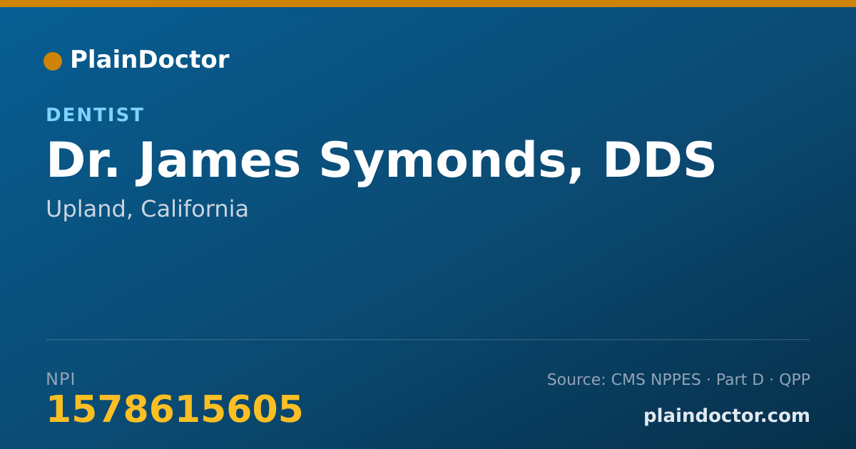 Shareable card for James Symonds, DDS - Dentist, Upland, CA