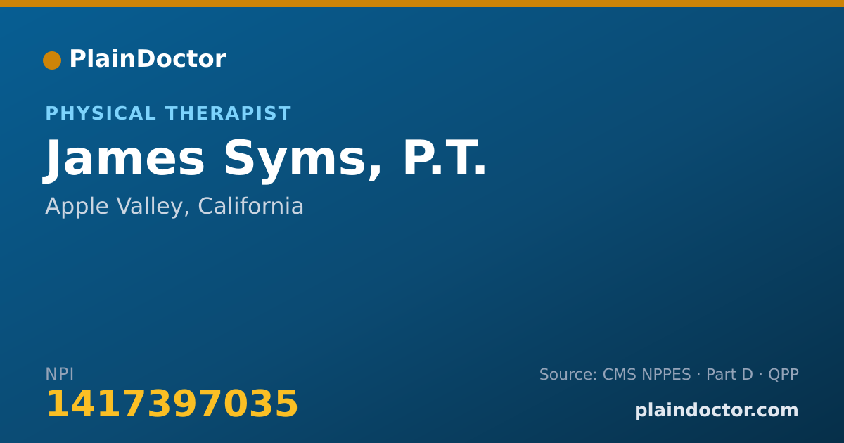 Shareable card for James Syms, P.T. - Physical Therapist, Apple Valley, CA