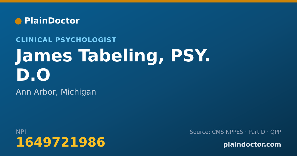 Shareable card for James Tabeling, PSY. D.O - Clinical Psychologist, Ann Arbor, MI