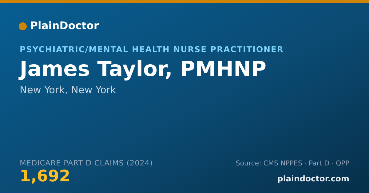 Shareable card for James Taylor, PMHNP - Psychiatric/Mental Health Nurse Practitioner, New York, NY
