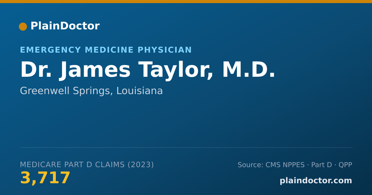 Shareable card for James Taylor, M.D. - Emergency Medicine Physician, Greenwell Springs, LA