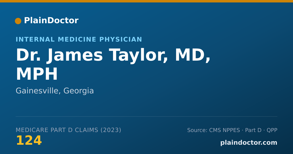Shareable card for James Taylor, MD, MPH - Internal Medicine Physician, Gainesville, GA