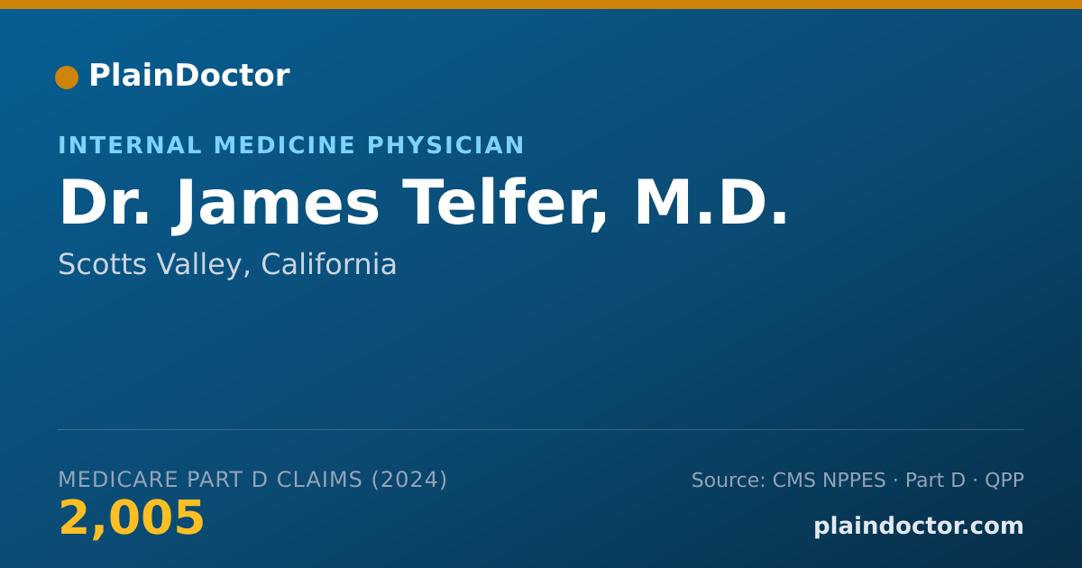 Shareable card for James Telfer, M.D. - Internal Medicine Physician, Scotts Valley, CA
