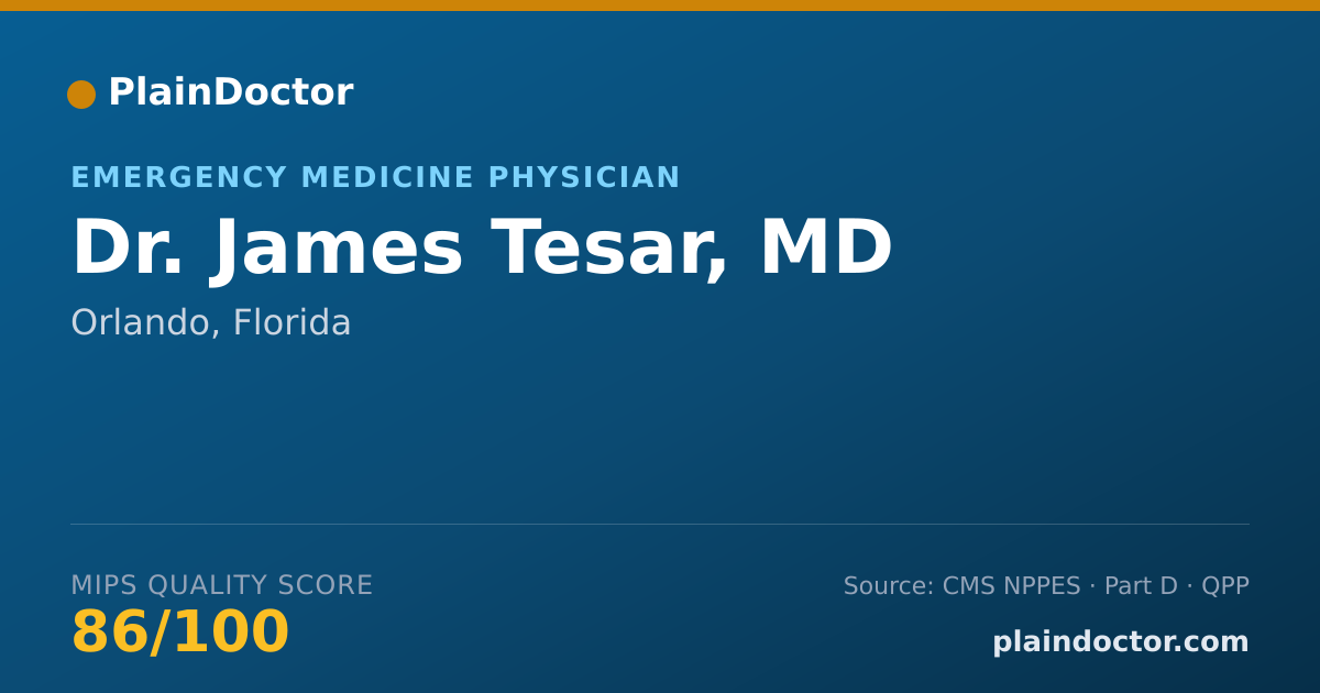Shareable card for James Tesar, MD - Emergency Medicine Physician, Orlando, FL