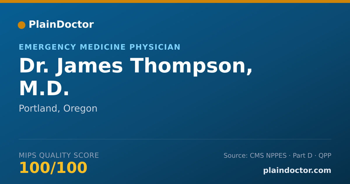 Shareable card for James Thompson, M.D. - Emergency Medicine Physician, Portland, OR