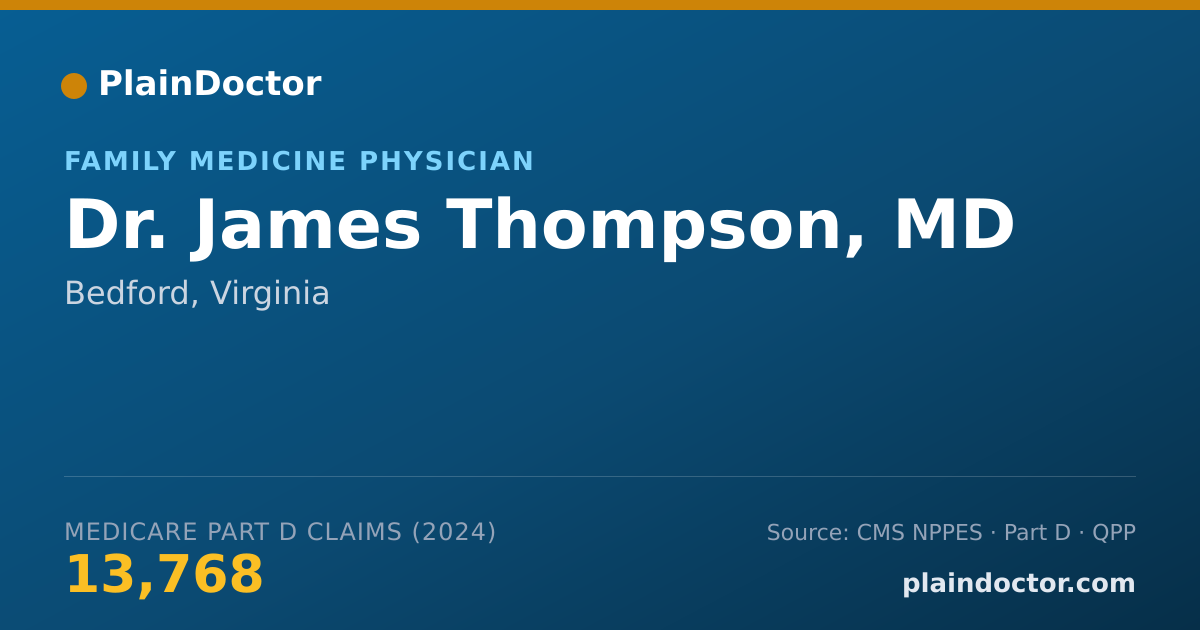 Shareable card for James Thompson, MD - Family Medicine Physician, Bedford, VA