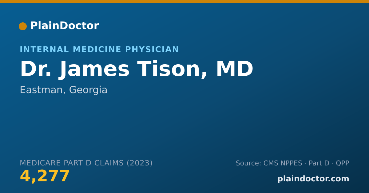 Shareable card for James Tison, MD - Internal Medicine Physician, Eastman, GA
