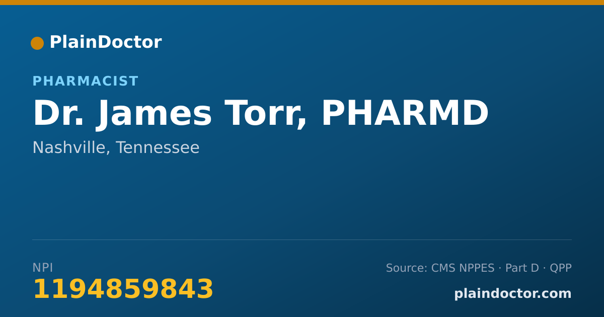 Shareable card for James Torr, PHARMD - Pharmacist, Nashville, TN