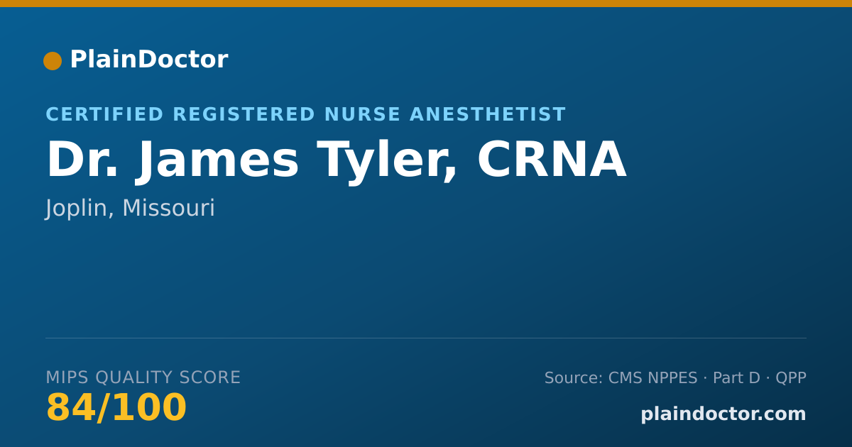 Shareable card for James Tyler, CRNA - Certified Registered Nurse Anesthetist, Joplin, MO