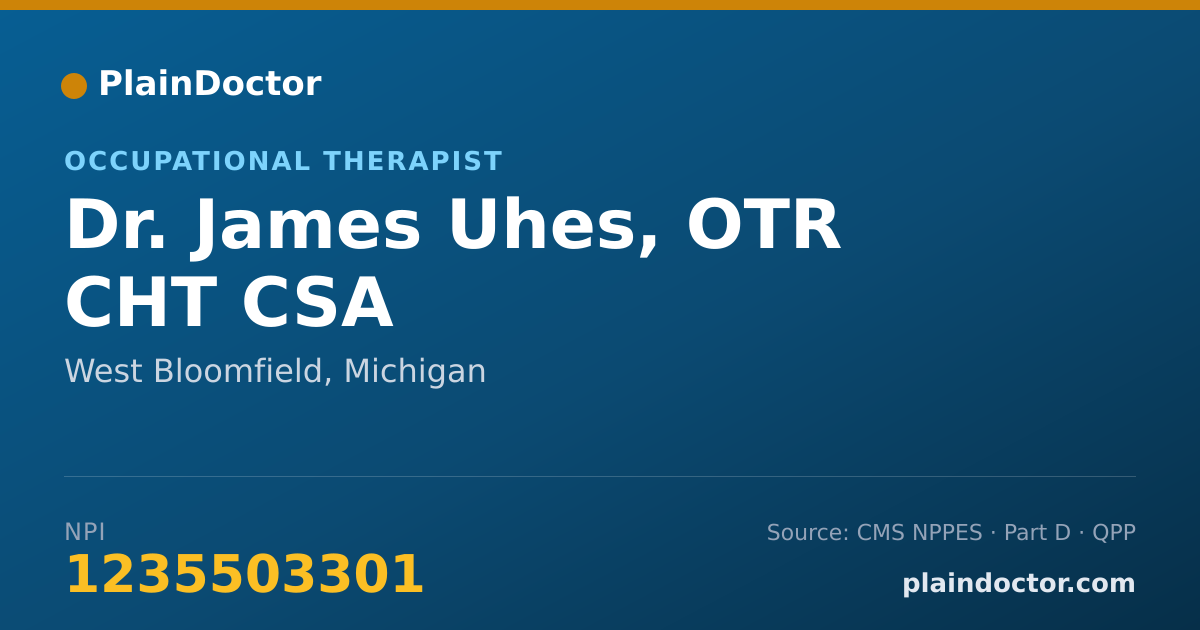 Shareable card for James Uhes, OTR CHT CSA - Occupational Therapist, West Bloomfield, MI