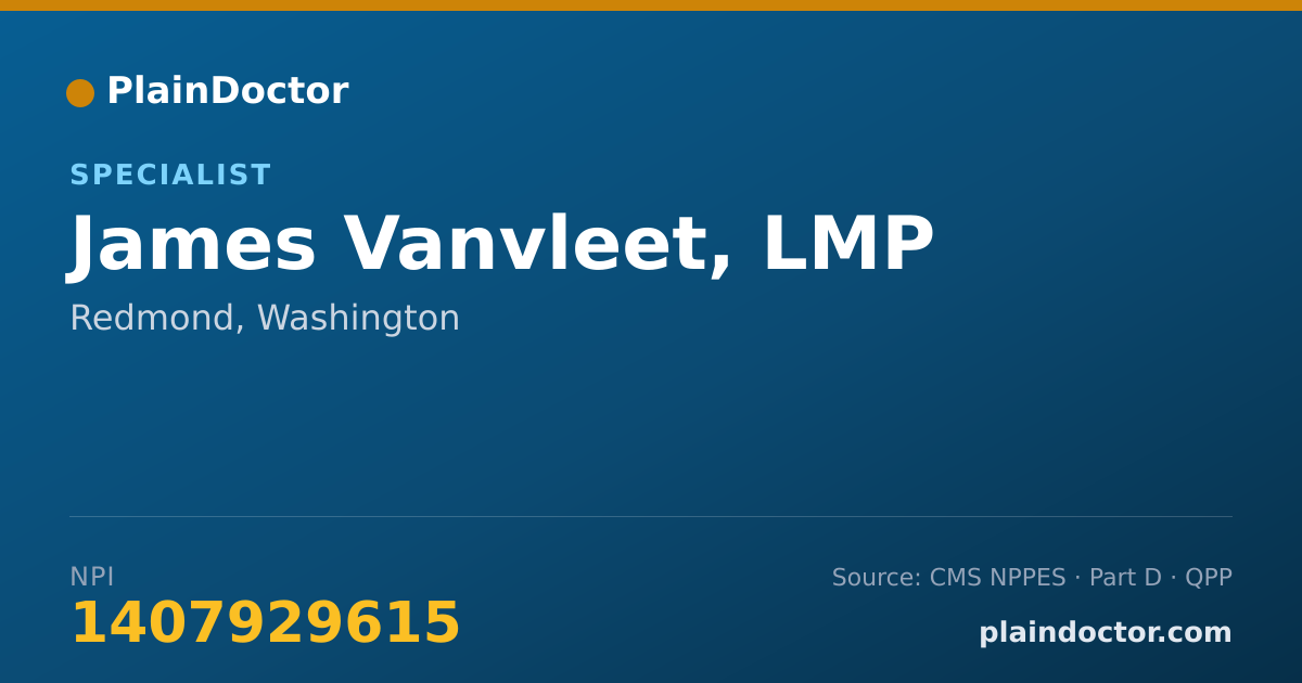 Shareable card for James Vanvleet, LMP - Specialist, Redmond, WA