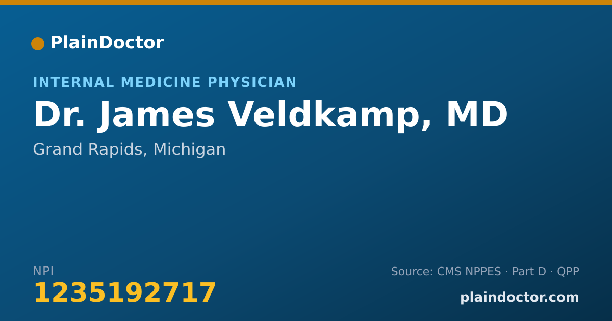 Shareable card for James Veldkamp, MD - Internal Medicine Physician, Grand Rapids, MI