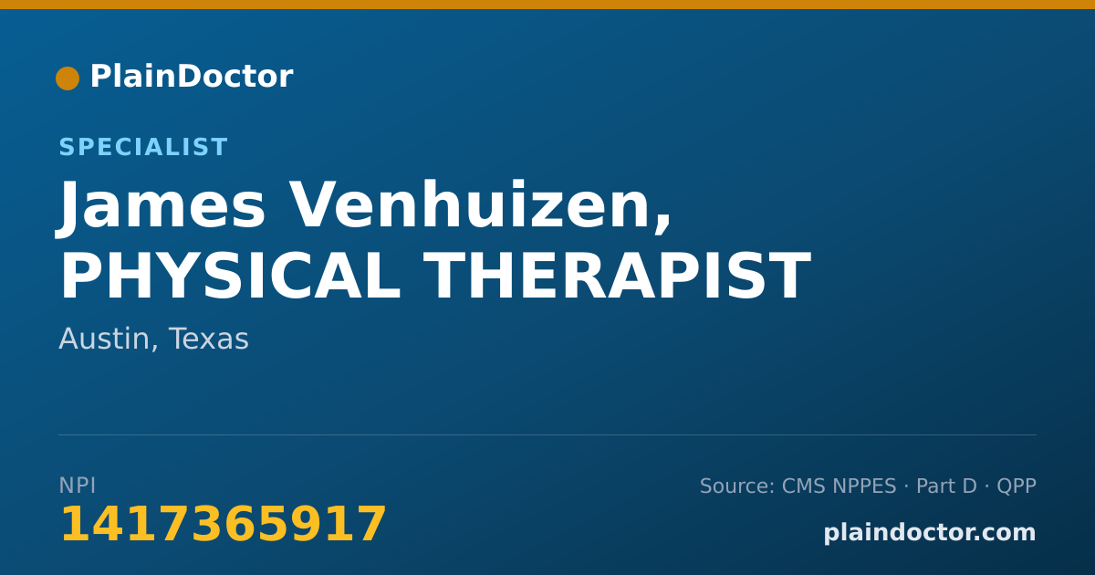 Shareable card for James Venhuizen, PHYSICAL THERAPIST - Specialist, Austin, TX