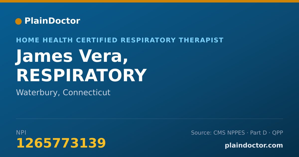 Shareable card for James Vera, RESPIRATORY - Home Health Certified Respiratory Therapist, Waterbury, CT