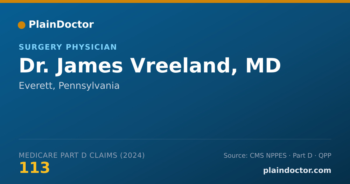 Shareable card for James Vreeland, MD - Surgery Physician, Everett, PA