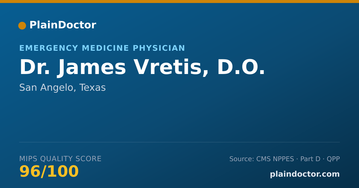 Shareable card for James Vretis, D.O. - Emergency Medicine Physician, San Angelo, TX