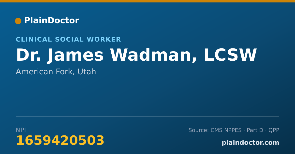 Shareable card for James Wadman, LCSW - Clinical Social Worker, American Fork, UT