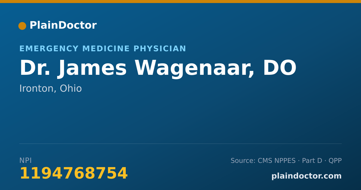 Shareable card for James Wagenaar, DO - Emergency Medicine Physician, Ironton, OH