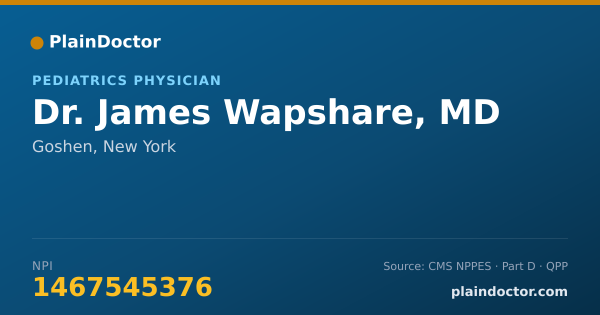 Shareable card for James Wapshare, MD - Pediatrics Physician, Goshen, NY