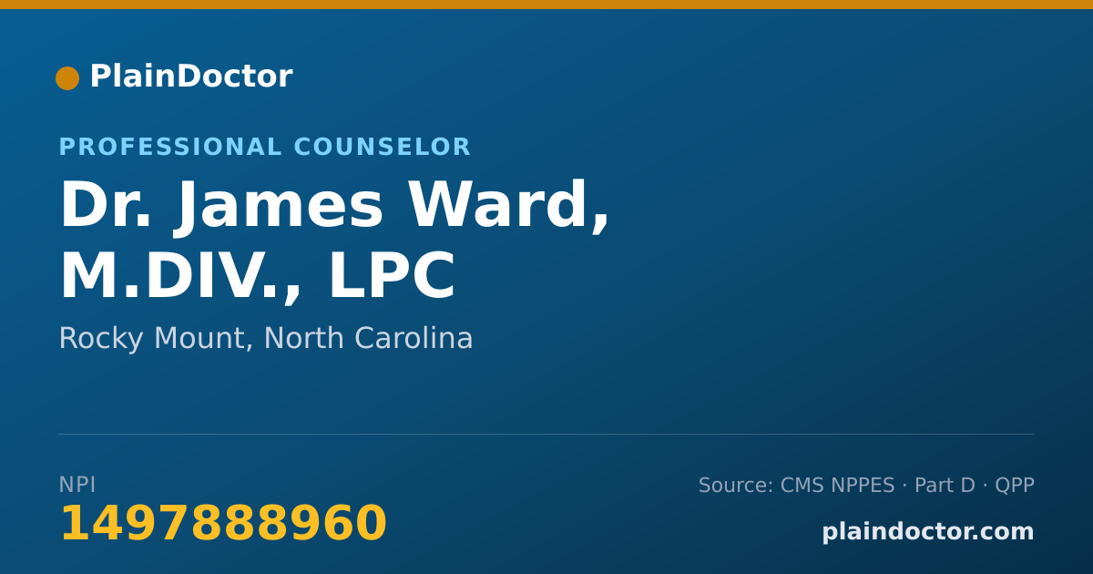 Shareable card for James Ward, M.DIV., LPC - Professional Counselor, Rocky Mount, NC