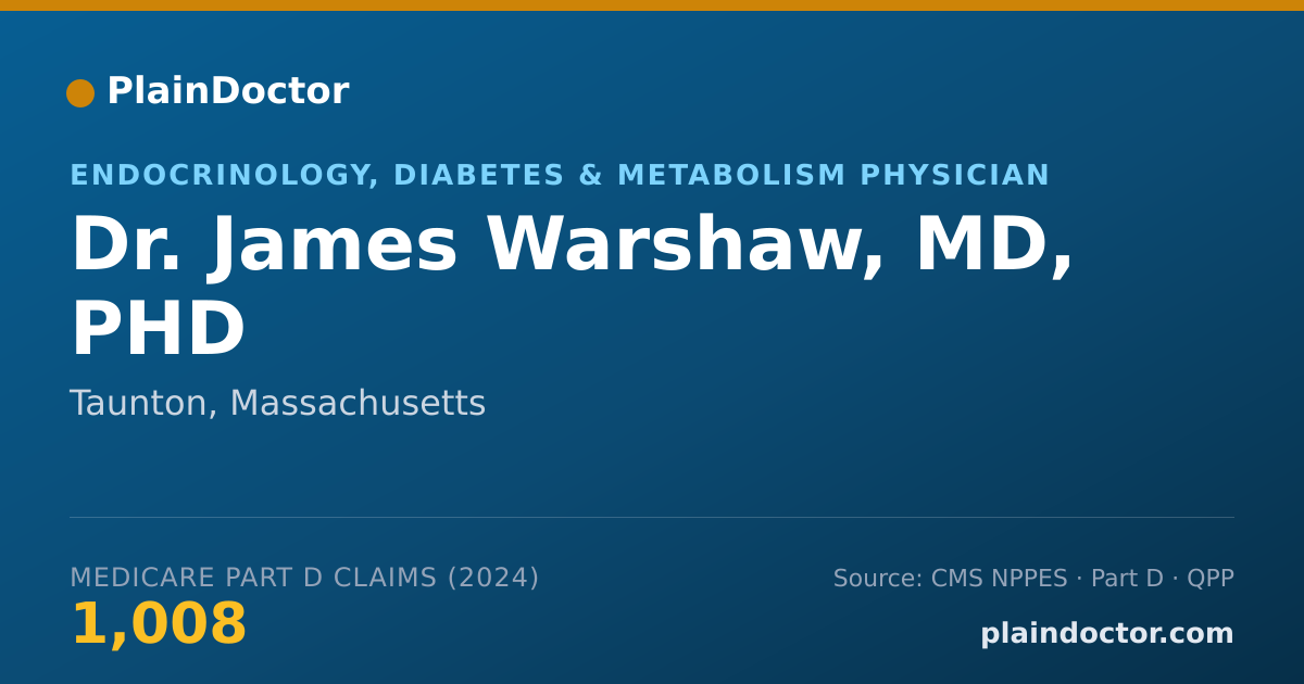 Shareable card for James Warshaw, MD, PHD - Endocrinology, Diabetes & Metabolism Physician, Taunton, MA